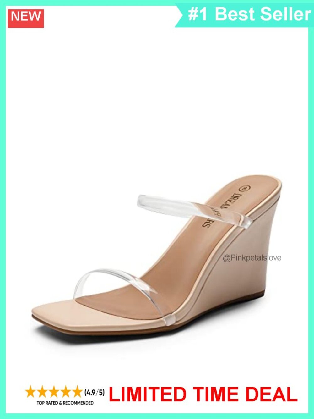 Womens Espadrilles Platform Wedge Sandals Slender Strap 3.8-Inch Heel